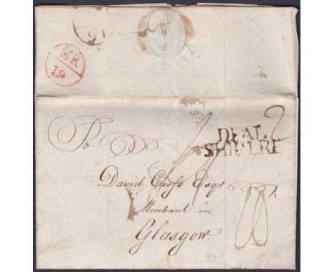 GRENADA, 1784 entire sent from Grenada to Glasgow via "Kingston", a 350 ton ship. Landed at Deal & has a two line "DEAL/SHIP 