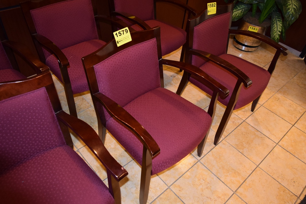 WOOD FRAME CLOTH UPHOLSTERED WAITING ROOM ARM CHAIR