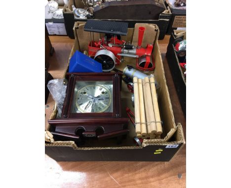 Box of miscellaneous, including Ladies Rotary watch and model traction engine