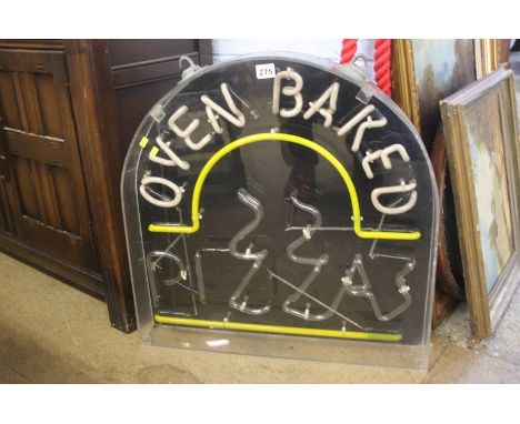 Oven baked pizzas', vintage neon shop sign