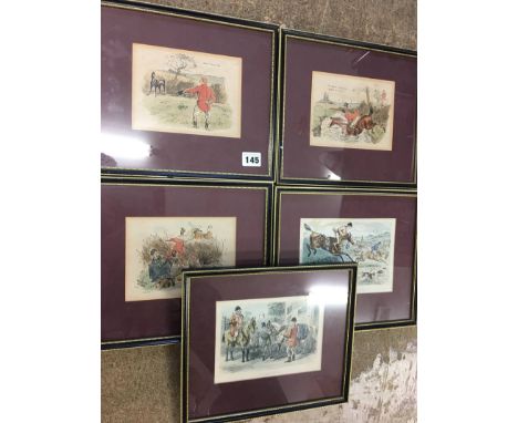 Quantity of framed rural hunting pictures, after Henry Brock and John Leech
