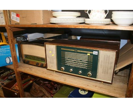 A shelf of box radio sets