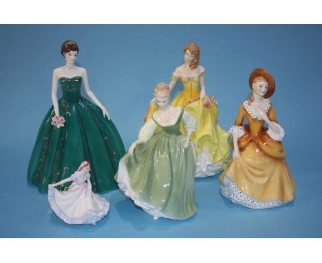 Four Royal Doulton Ladies and a Worcester figure (5)