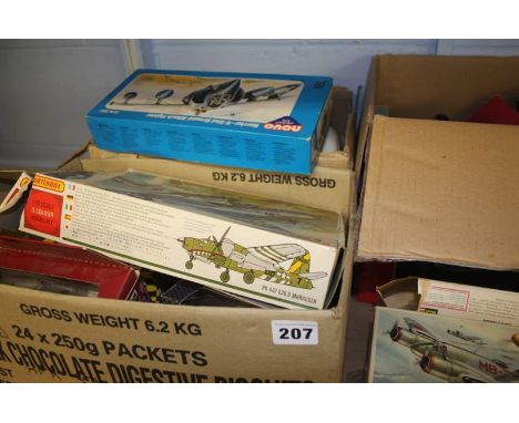 A shelf of miscellaneous; including Airfix / Matchbox models and a shepherds crook