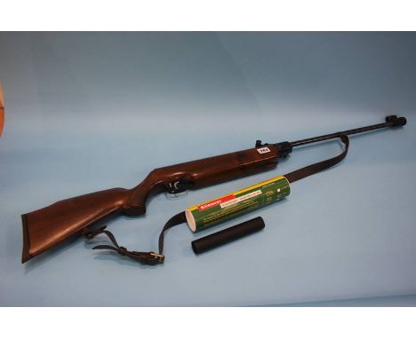 A Weihrauch air rifle, model HW 35 and silencer