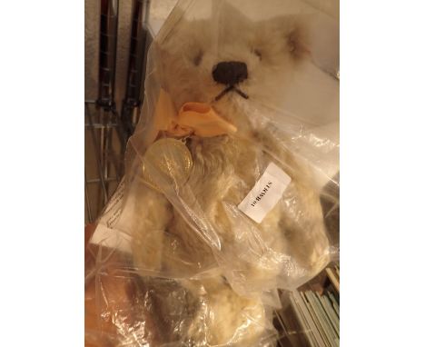 Original as new Steiff mohair blonde teddy bear Willi in original wrapping and box