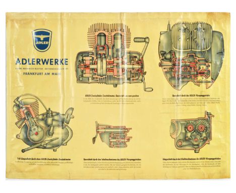 Original vintage advertising poster for Adler or Adlerwerke vormals Heinrich Kleyer, a German aircraft and an automobile manu