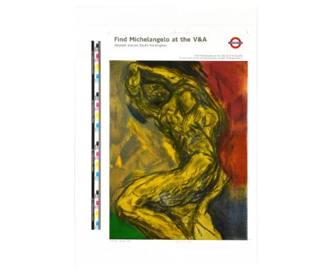 Rare original vintage printer's proof of a London Underground poster Find Michelangelo at the V&amp;A, featuring great colour