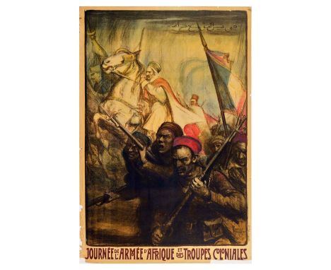 Original antique World War One poster - Journée de l'Armée d'Afrique et des Troupes Coloniales / African Army and Colonial Tr