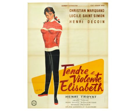 Original vintage movie poster for Tendre et Violente Elisabeth, a 1960 comedy drama film directed by Henri Decoin, starring C
