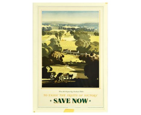 Original vintage World War Two poster - To Enjoy the Fruits of Victory - Save Now - Design by Rowland Hilder (1905-1993) feat