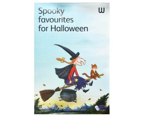 Set of four original advertising posters for Waterstone's book store. 1. Spooky favourites for Halloween - featuring a fun il