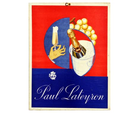 Original vintage advertising poster for Paul Lateyron champagne featuring a great image of a hand holding a bubbling champagn