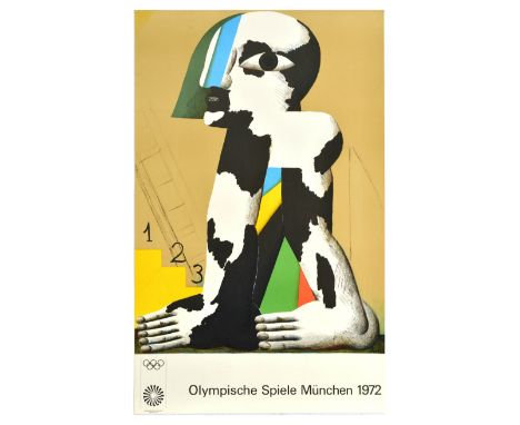 Original vintage sports poster for the 1972 Summer Olympics in Munich (Olympische Spiele Munchen) designed by artist Horst An