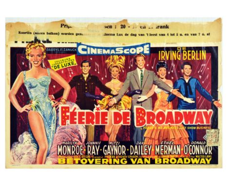 Original vintage movie poster for the Belgian release of Feerie de Broadway / There's No Business Like Show Business, a 1954 