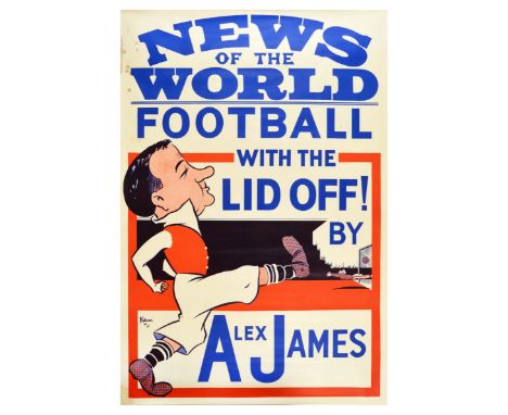 Original vintage sport poster News of the World Football With the Lid Off! by Alex James, featuring an image of a football pl