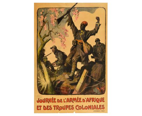 Original antique World War One propaganda poster - Journée de l'Armée d'Afrique et des Troupes Coloniales / African Army and 