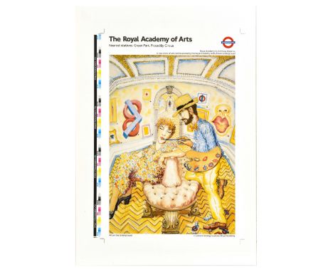 Rare original vintage printer's proof of a London Underground poster - The Royal Academy of Arts nearest stations Green Park,