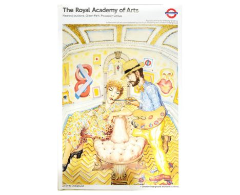 Original vintage London Underground poster - The Royal Academy of Arts nearest stations Green Park, Piccadilly Circus - featu