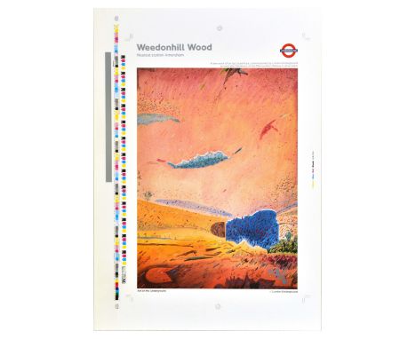 Rare original vintage printer's proof of a London Underground poster Weedonhill Wood, featuring great colourful artwork depic