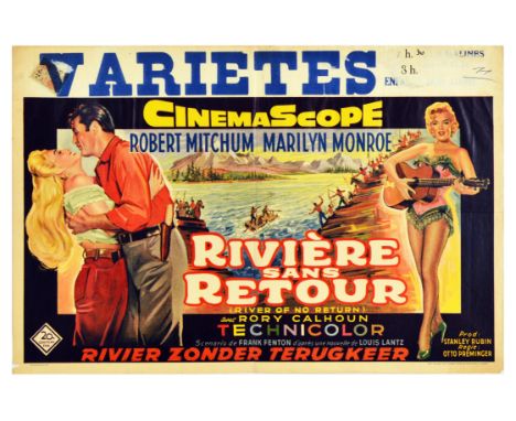 Original vintage movie poster for the Belgian release of Riviere sans Retour / Rivier Zonder Terugkeer / River of No Return, 