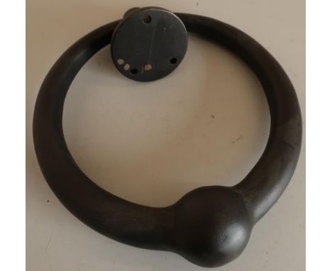 Modern extremely large cast metal ring shaped door knocker with knocking plate, mounts etc (diameter 30cm) 