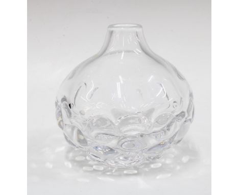 Sven Palmquist for ORREFORS clear glass vase, etched marks to base, 15 x 15cm.