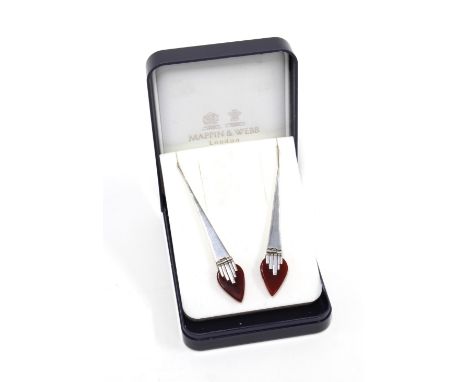 A pair of Art Deco style silver drop earrings 