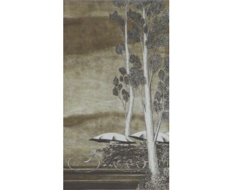 SHIGEKI KURODA (JAPANESE b. 1953) WHITE TREES, etching, signed and numbered 38/70, framed under glass, 14 x 24cm