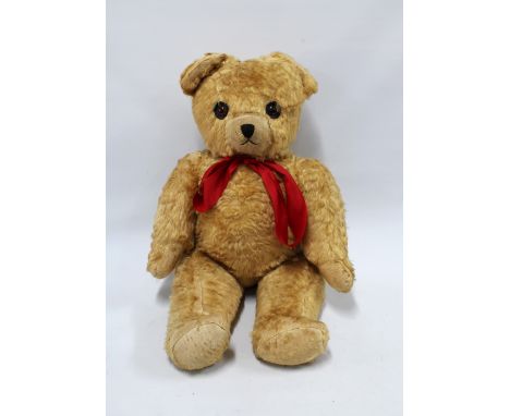 Large vintage teddy bear, blonde plush, growler not working, approximately 90cm long