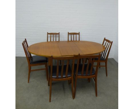 Vintage G-Plan teak table and set of  six chairs, 185 x 73 x 101cm. (7)
