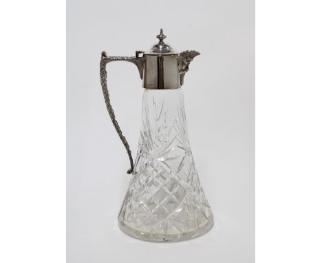 Silver and glass claret jug, Sheffield 1982, 27cm
