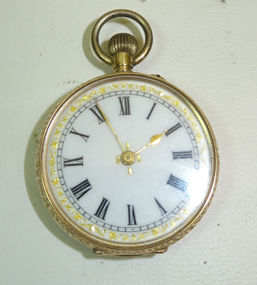 A Lady's Open-faced Fob Watch with white 