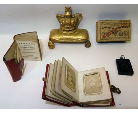 A miniature Photograph Album and Contents of portrait photographs, a miniature Book published by the Religious Tract Society 