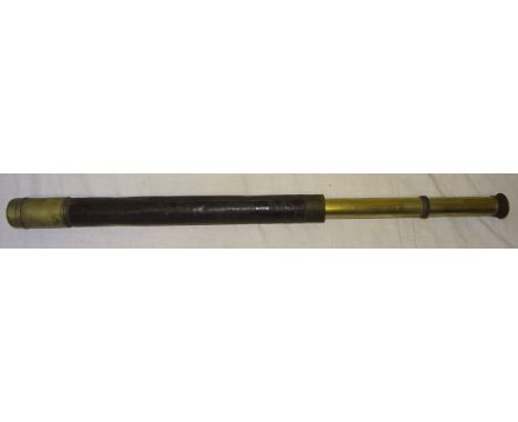 A brass three draw Telescope by J H Dallmeyer, London, in outer leather case.
