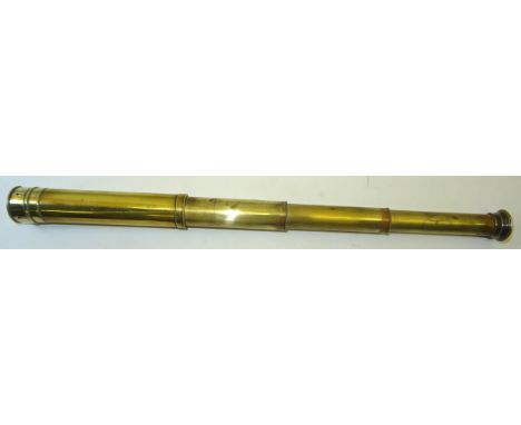 A brass three draw Telescope by Salom & Co., Edinburgh, 16" (41cms) extended length.