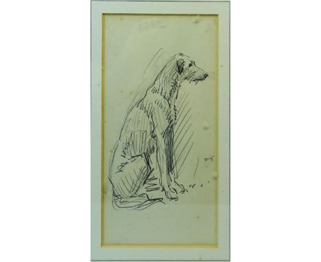 JOHN ATKINSON (Staithes Group, 1863 - 1924), Pencil Sketch of a seated Dog with T, B & R Jordan label verso, inscribed "John 