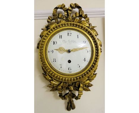 A late 19th century Cartel Clock, the circular white enamel dial inscribed "Charles Frodsham, New Bond Street", no. 20542, th
