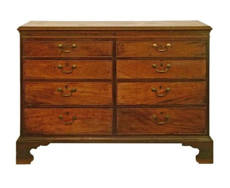 George III mahogany chest of six short drawers, standing on bracket feet, 127cm wide  Condition: 92cm tall x 47cm deep - Plea