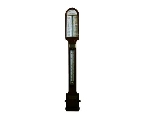 Late 19th Century oak Sea Coast stick barometer by Negretti & Zambra, No.189, 104.75cm high  Condition: Please see extra imag