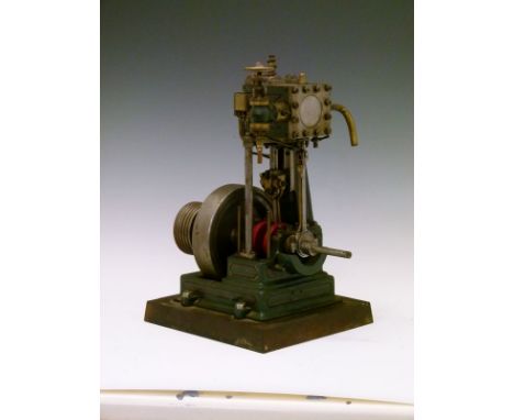 Stuart Turner type vertical steam engine having 1.5" bore x 1.5" stroke (approx) with cylinder lubrication and regulator valv