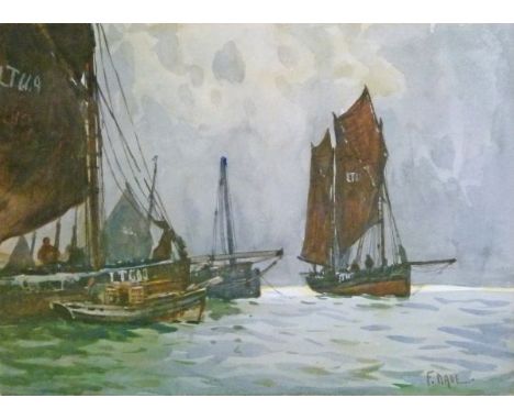 Fred Dade (1874-1908) - Watercolour - Seascape with fishing boat, signed, 25cm x 34cm  Condition: **General condition consist