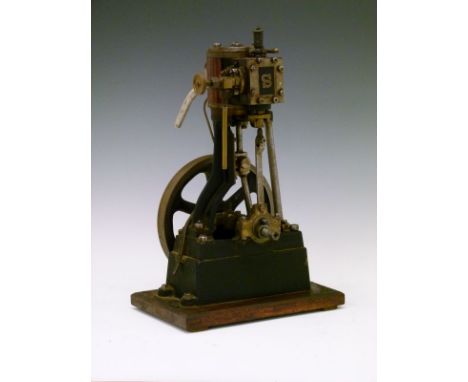 Stuart Turner No 1 vertical steam engine having wooden clad cylinder, 1.5" bore x 2" stroke (approx) cylinder lubrication, oi