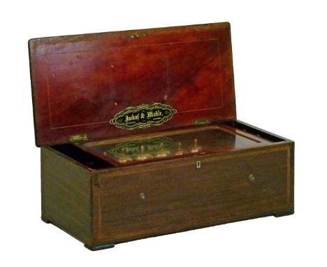 19th Century Nicole Freres Swiss satinwood crossbanded rosewood and simulated rosewood cased ten air musical box playing on s