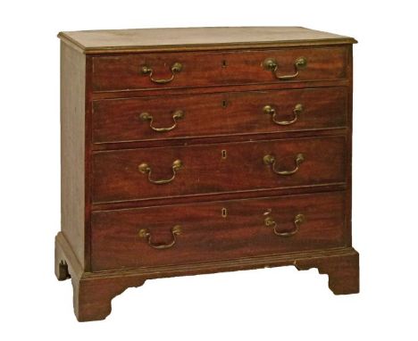 Small George III mahogany chest of four long graduated drawers, standing on bracket feet, 83cm wide  Condition: 77cm tall x 4