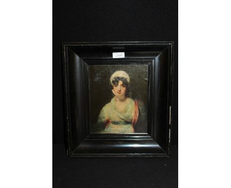 Portrait of a Young Woman, appears to be a vanished print, ebonised frame 18.5cm x 22cm 