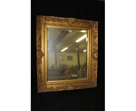 Bevelled mirror plate in smart gilt frame, mirror plate 50cm x 60cm  
