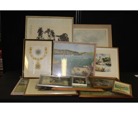 Collection of prints, to include landscape scenes, a Japanese print, etc, (qty)