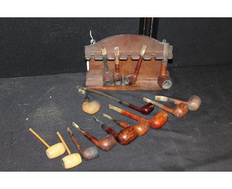 Collection of pipes and a pipe rack, (qty)
