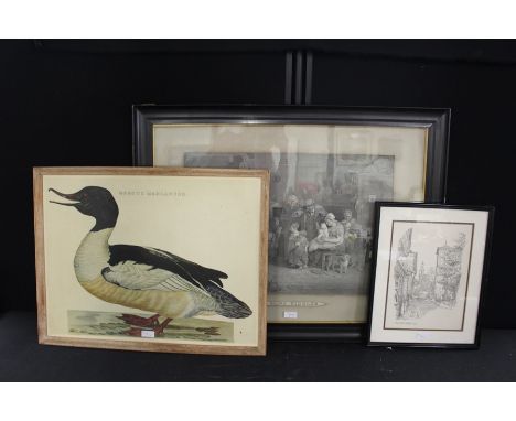 Duck print, blind fiddler print, print depicting Trinity Street Colchester (3)